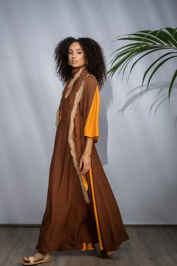 ALLAMANDA DRESS 4 (NUT BROWN COMBO)